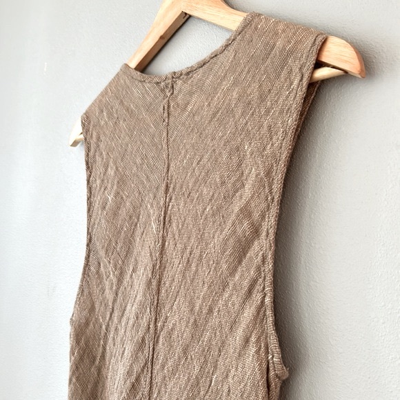 Flax • Natural Tan Linen Sleeveless Tank Tunic Top Mini Dress Size Medium - Picture 15 of 16